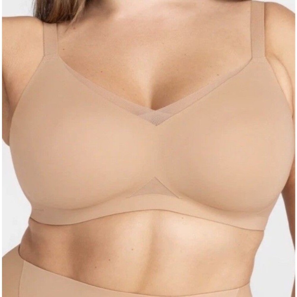Honeylove Crossover Bra Sand Beige Wireless Seamless Womens Medium 36B/C